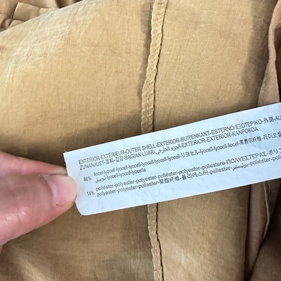 Zara Women’s Ruffle Sleeve Tie Waist Mini Dress in Camel Tan Sz Small - Picture 14 of 16